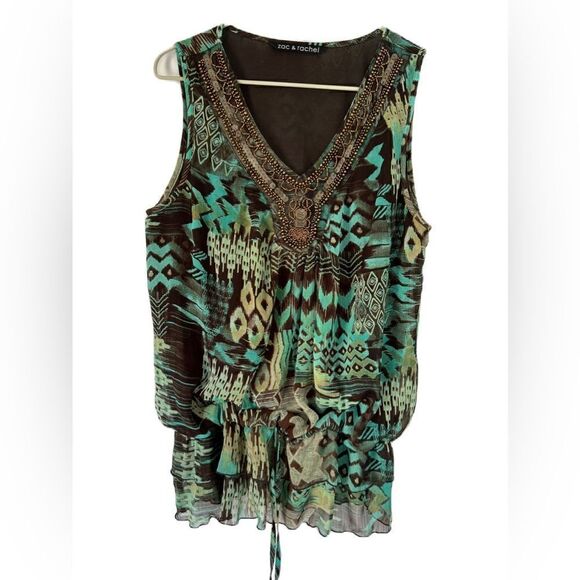 Zac and Rachel sleeveless top with beautiful embellishments on the V Neck. - Picture 1 of 6
